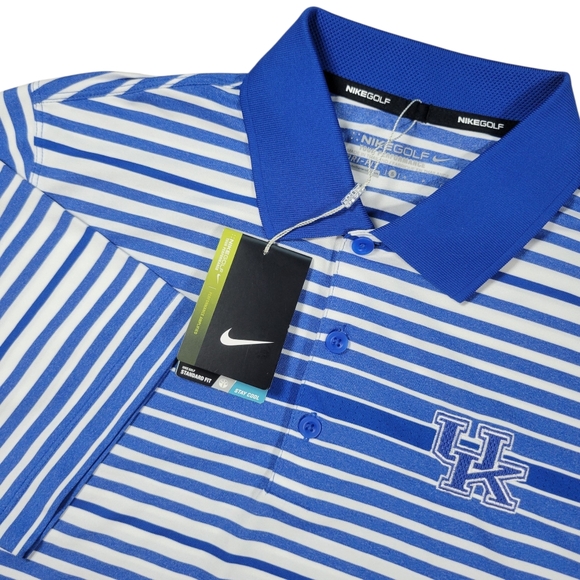 Kentucky Wildcats Nike Polo Mens Small Blue White Striped Golf Dri Fit Stay Cool - Picture 1 of 11